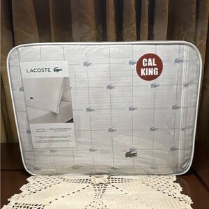 Lacoste White and Blue Sheet Set - Cal King
